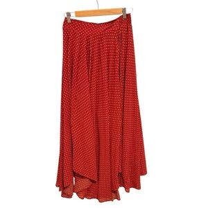 Free People Red Polka Dot Asymmetrical Maxi Skirt